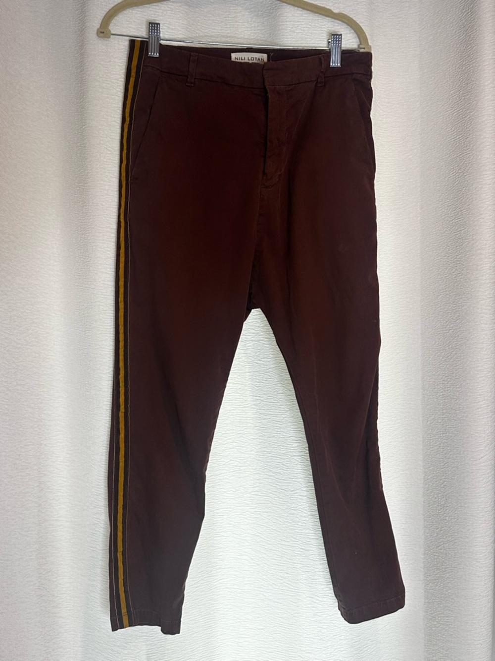 Nili Lotan Reddish Brown Side-Striped Pants 4